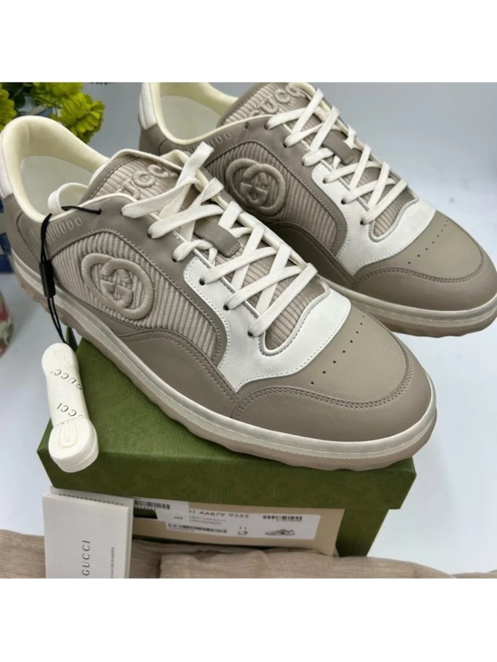 Men’s Gucci MAC 80 low top leather sneakers size 11 fits 11.5 US made in Italy